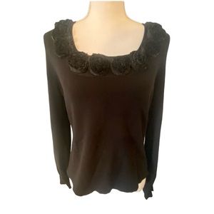 Red Petites black rose sweater